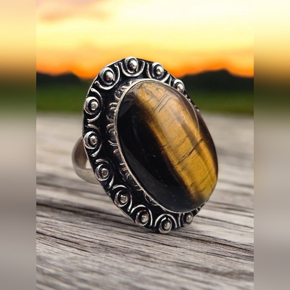 NWT Tigers eye ring. 925 silver SZ 7.0 - Picture 1 of 5